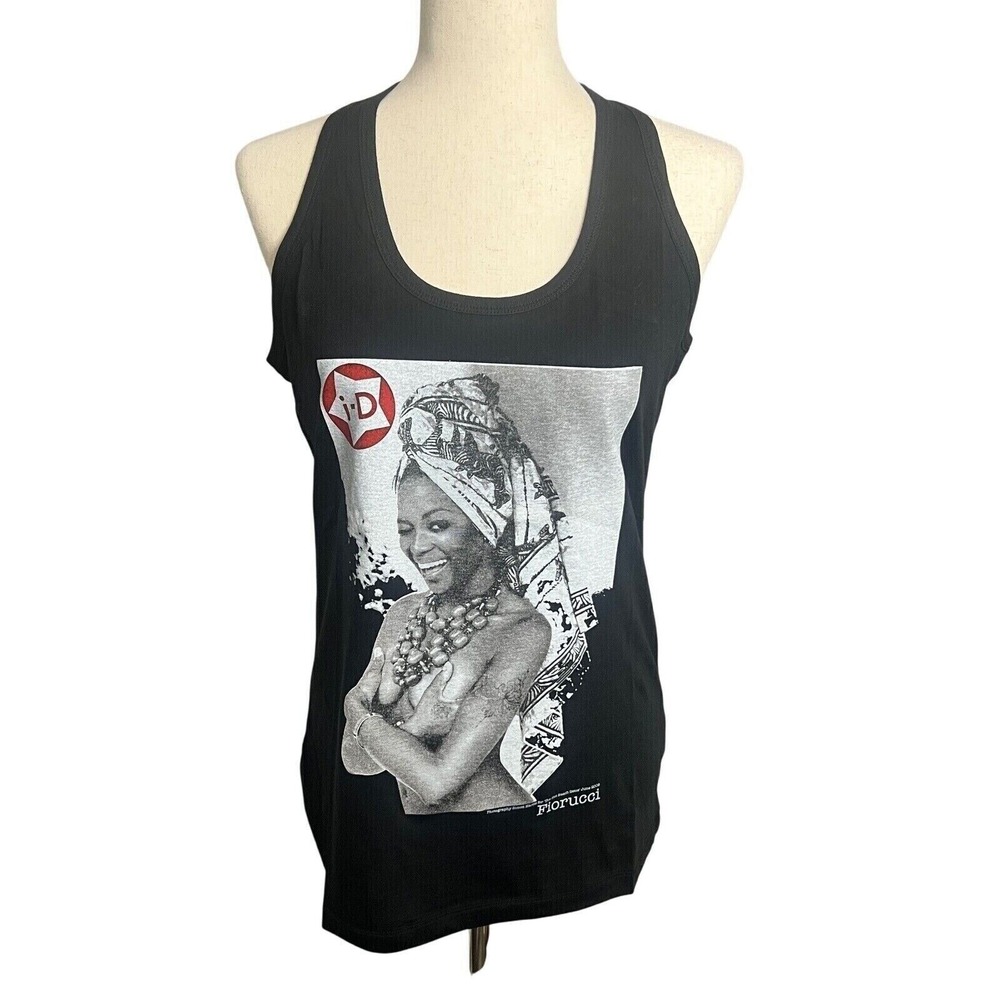NWT Fiorucci X Naomi‎ Campbell Collab Black Tank Top Size Large Hot Beach Issue